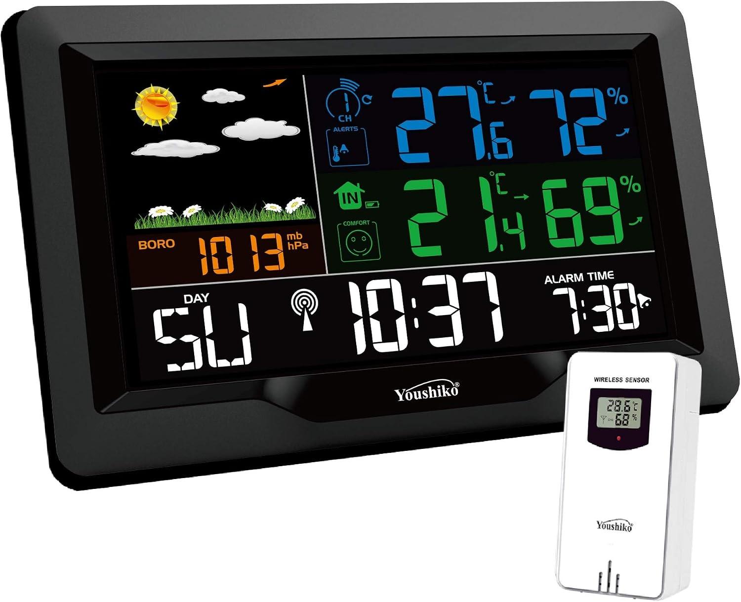 Wireless Weather Station Radio Controlled Clock Indoor Outdoor Temp Humidity