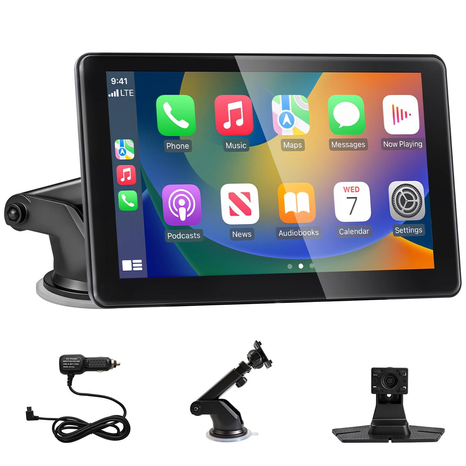 7 Inch Car Play Screen, Wireless CarPlay Android Auto Screen for Cars,...