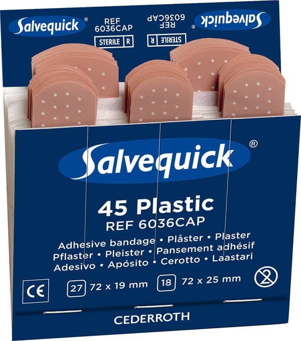 Salvequick Waterproof Plasters Refill Pack 6X45 Flesh - Image 2