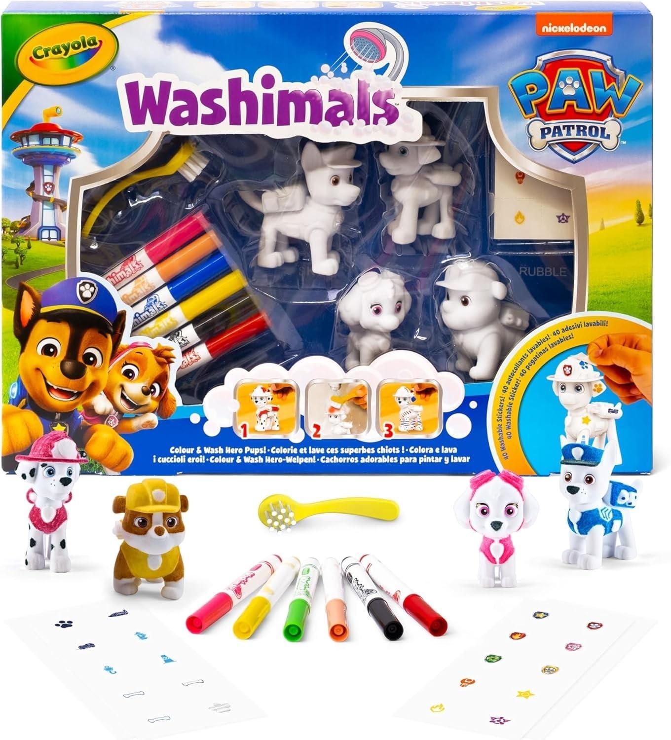 CRAYOLA Washimals Paw Patrol Colour & Wash Hero Pups Activity Set 3+ New