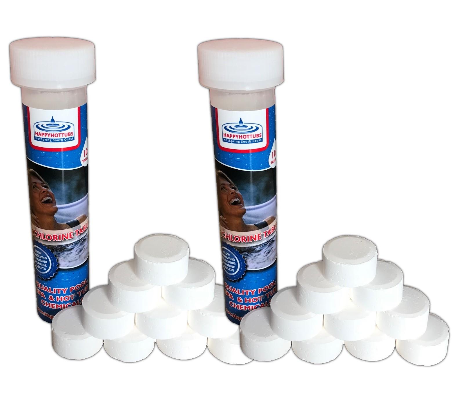 20 x 20g Chlorine Tablets Happy Hot Tubs Swimming Pool Clean Tablet Tub Cleaning