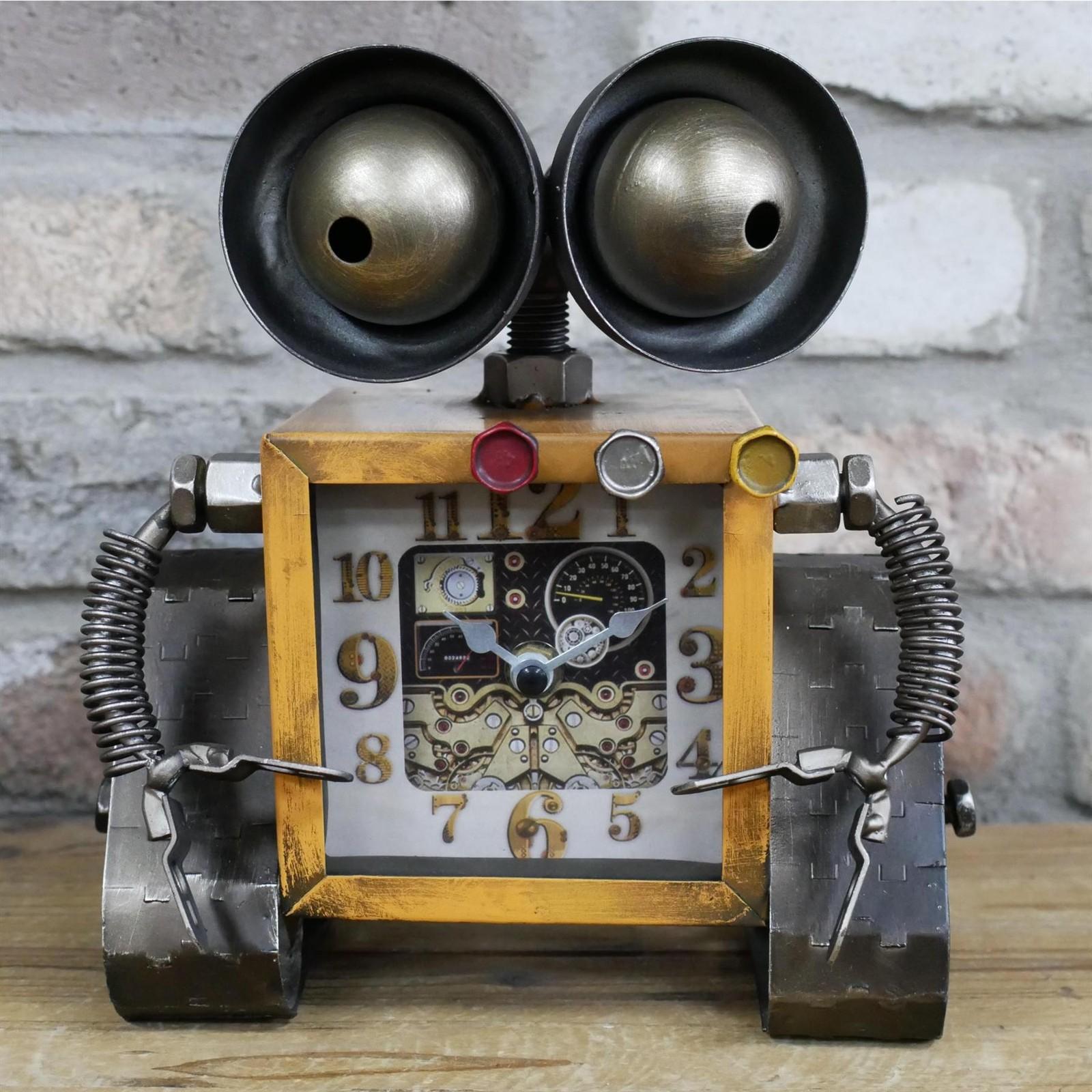 Industrial Robot Clock Metal Vintage Style Desk Table Clock Battery Decorative