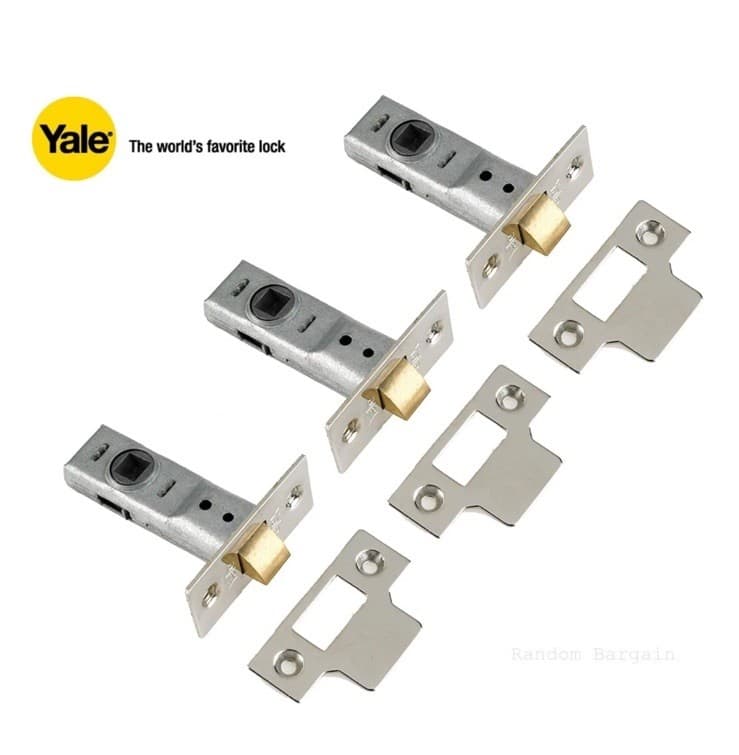 Yale Tubular Latch 64mm (2.5”) for Internal Doors Chrome Finish - Pack of 3