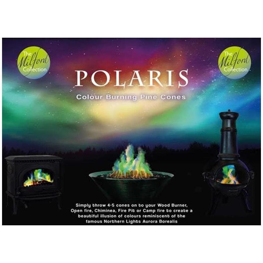 Milford Collection Polaris Wood Burner Fire Pit Colour Burning Pine Cones 250g