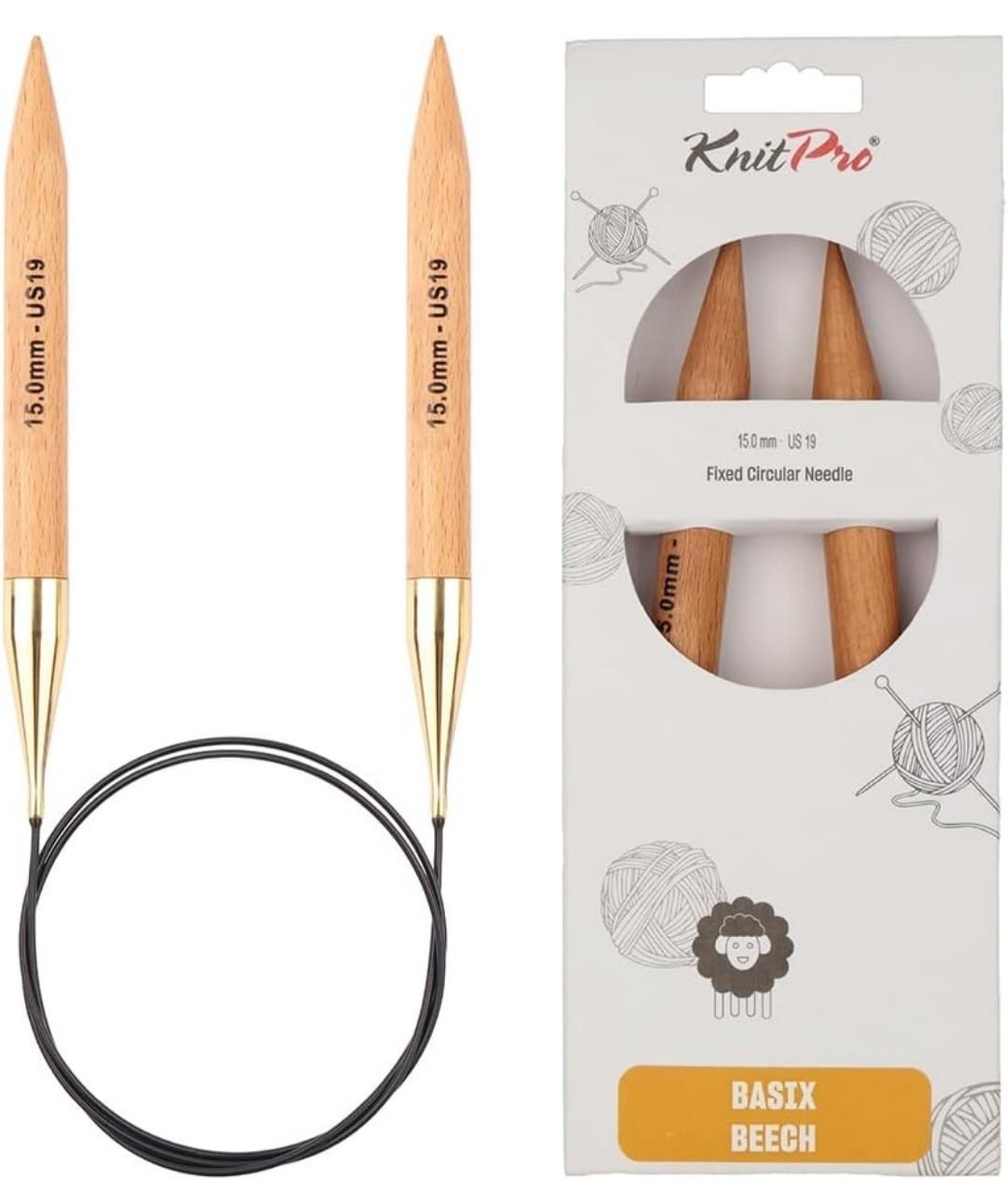 KnitPro Basix Beech Knitting Pins Circular Fixed 150cm x 15.00mm