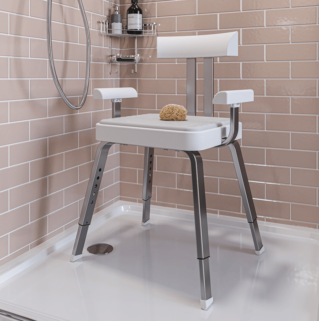 Croydex Shower Chair Serenity White – Height Adjustable Cushioned Shower Seat