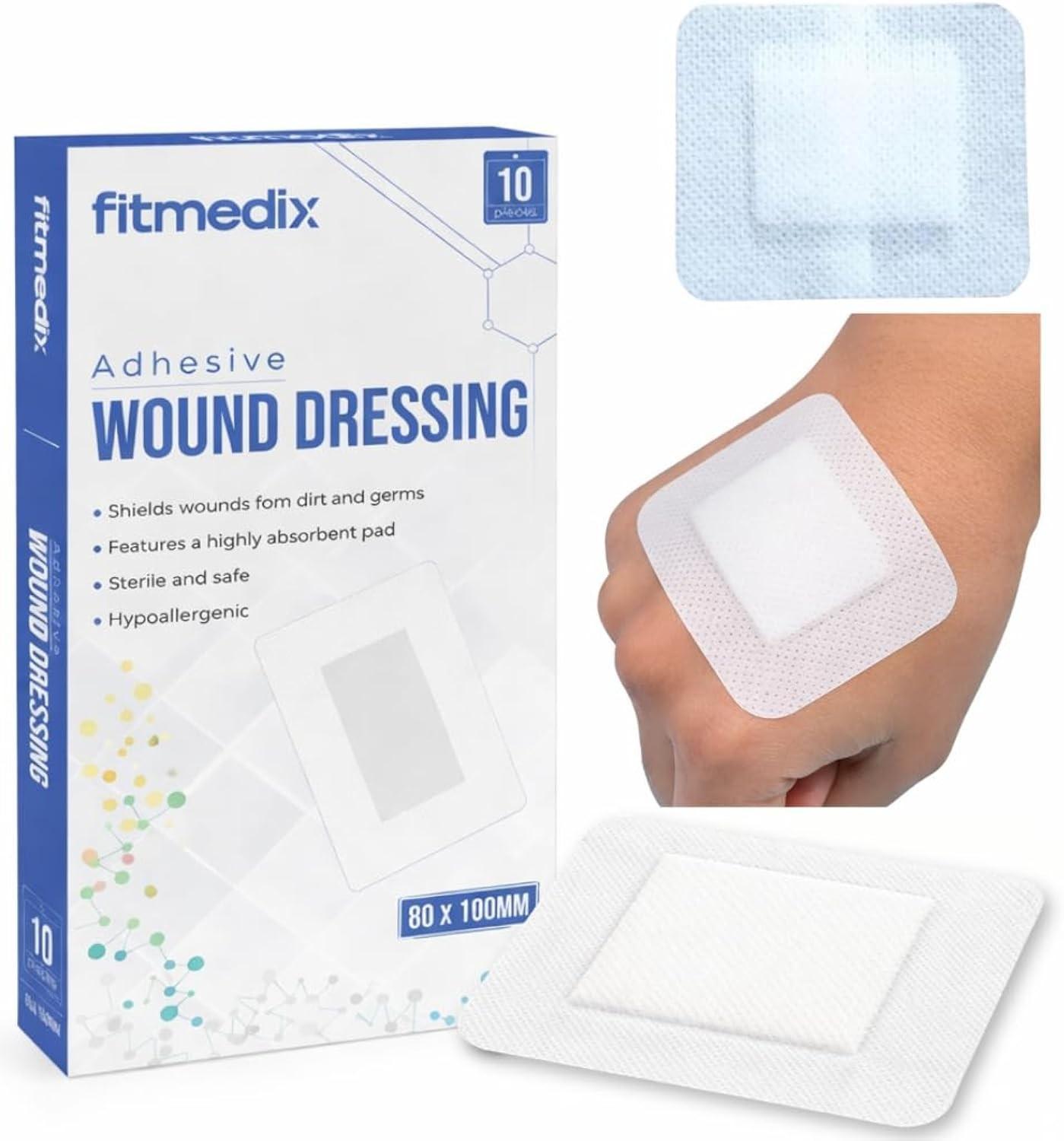 Adhesive Wound Dressings 80mm x 100mm Pack of 10 Sterile Hypoallergenic