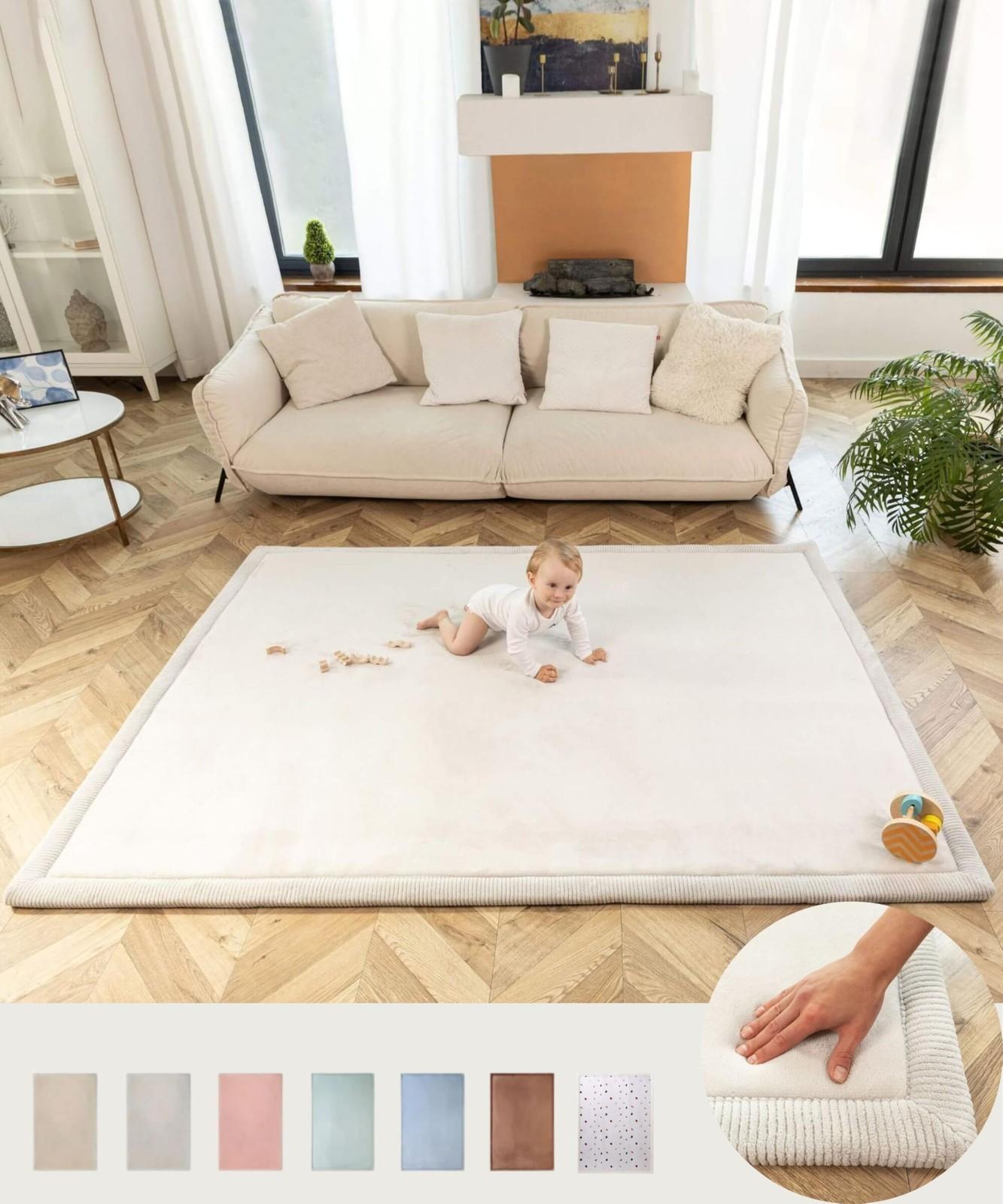 Premium Large Coral Velvet Baby Play Mat 200x150x2.5cm, Grey – High-Density M...