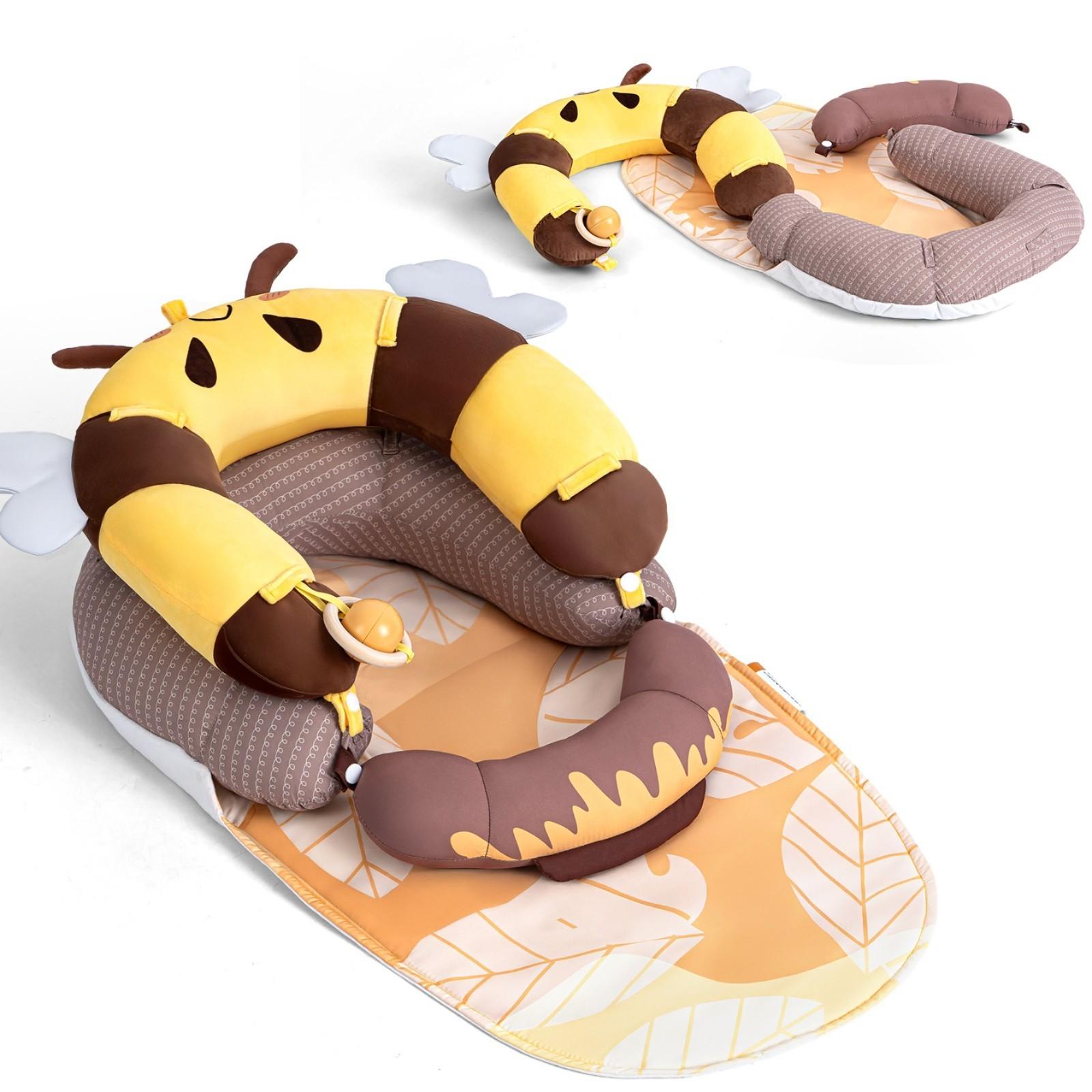 LADIDA 4-in-1 Baby Tummy Time Pillow&Support Playmat 0-36M Cute Bee Design 2503