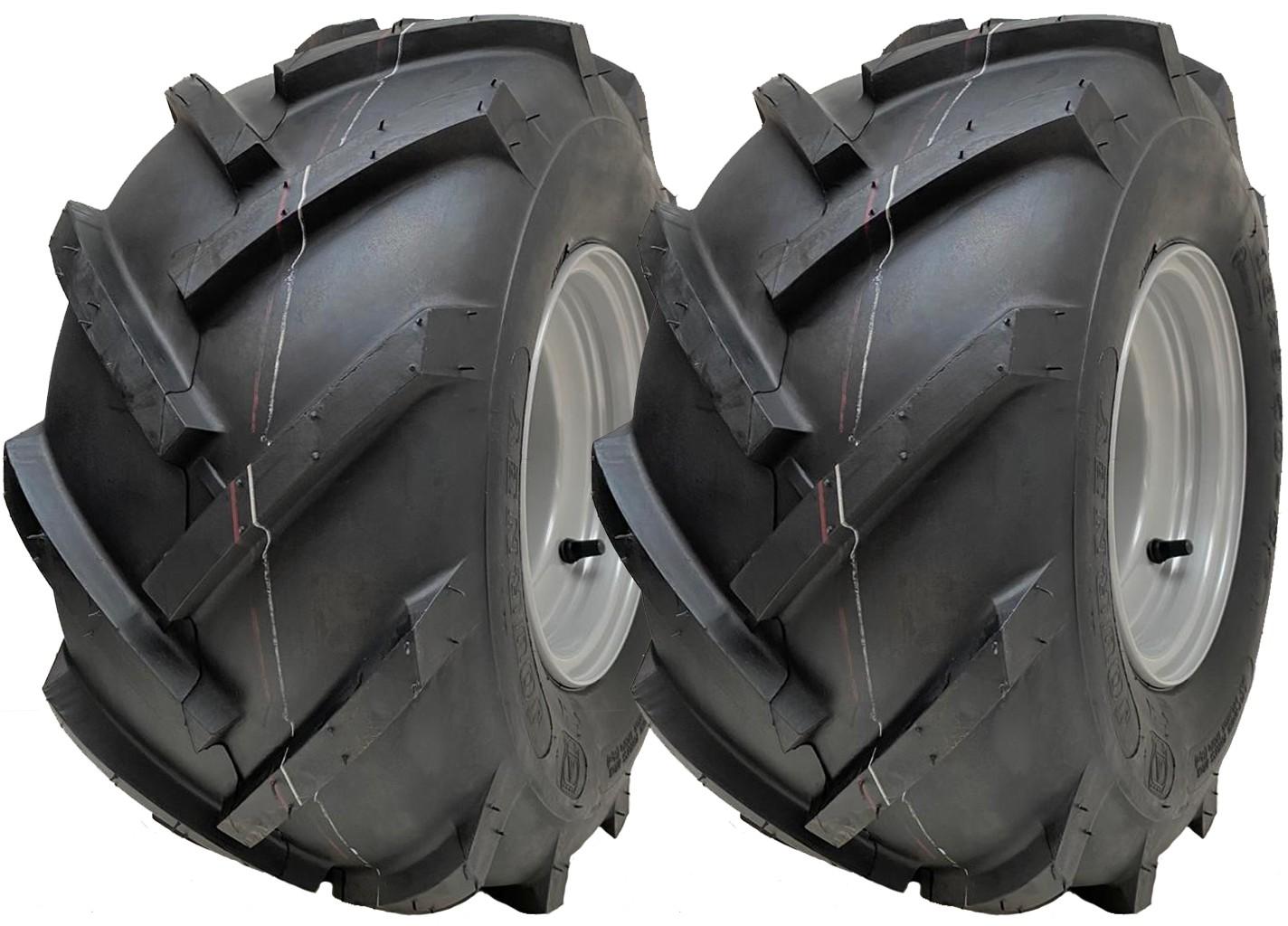 18x9.50-8 Open Centre Tyres on Rim Cleated Rotovator 4 Stud 100mm PCD (Set of 2)