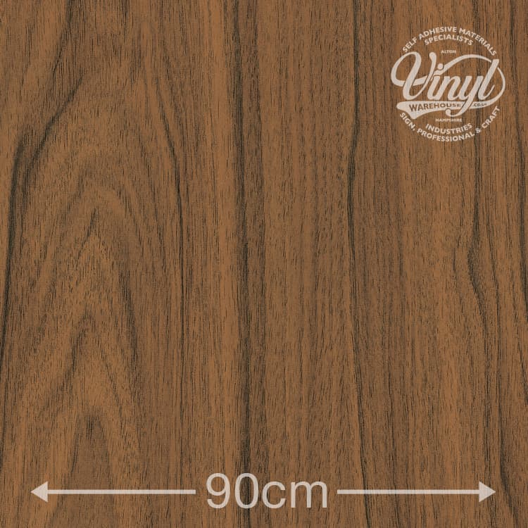 90cm Mid Walnut Sticky Vinyl Fablon (200-5200) Cut to size 1 to 15 metres