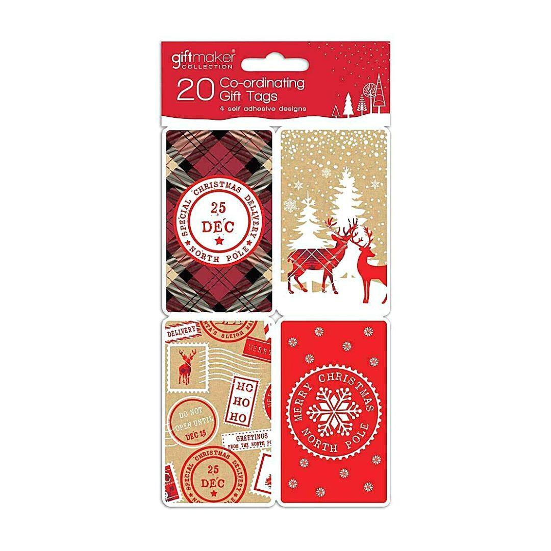 20 Christmas Gift Tags Self Adhesive MODERN CONTEMPORARY PRESENTS