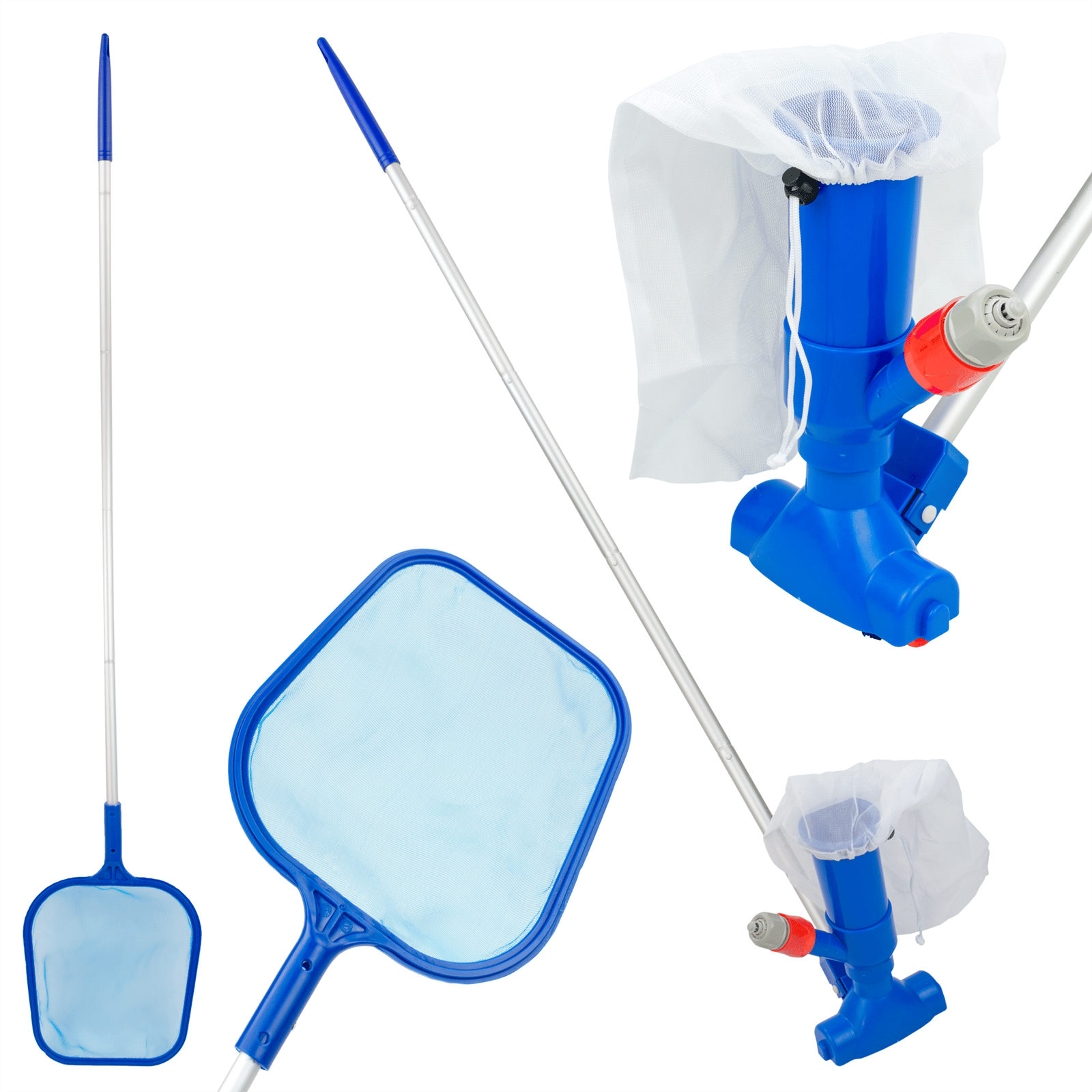 PISCES POND VACUUM CLEANER ALGAE BRUSH SLUDGE REMOVER WATER SILT VAC + NET KIT