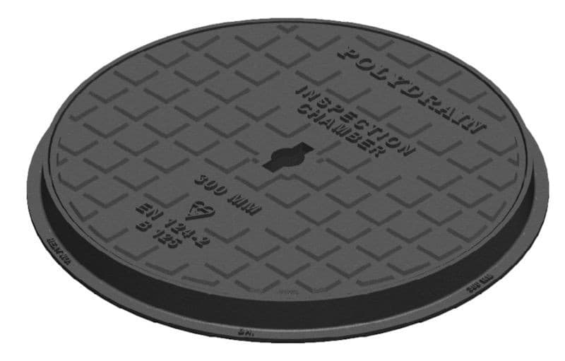 300mm Solid Top Ductile Iron Round Manhole Cover and Frame B125 12.5 tonne 390mm