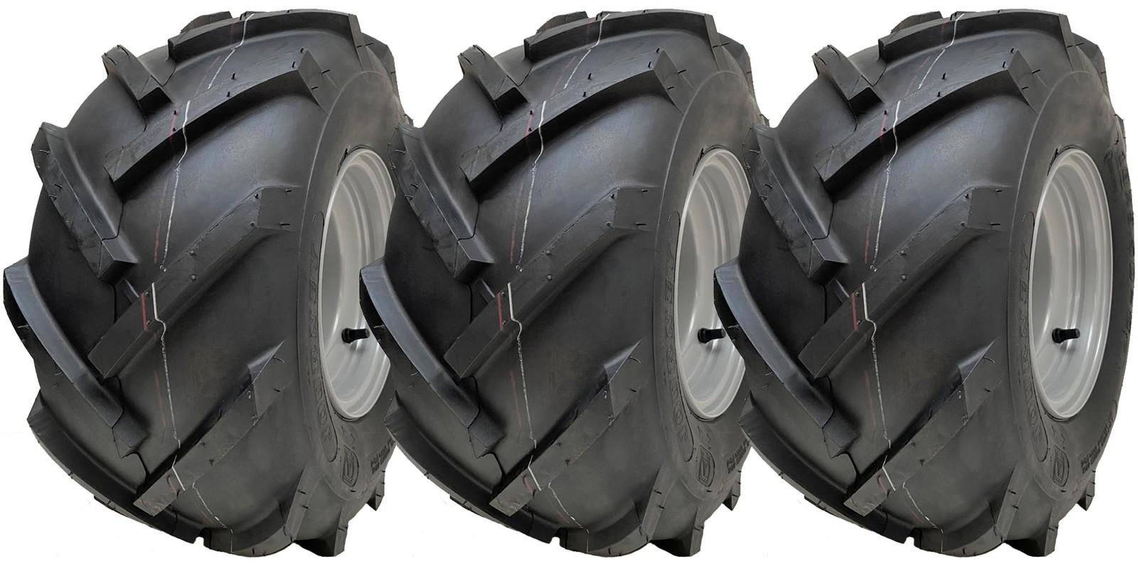 18x9.50-8 Open Centre Tyre on Rim Cleated Rotovator 4 Stud 4 Inch PCD (Set of 3)