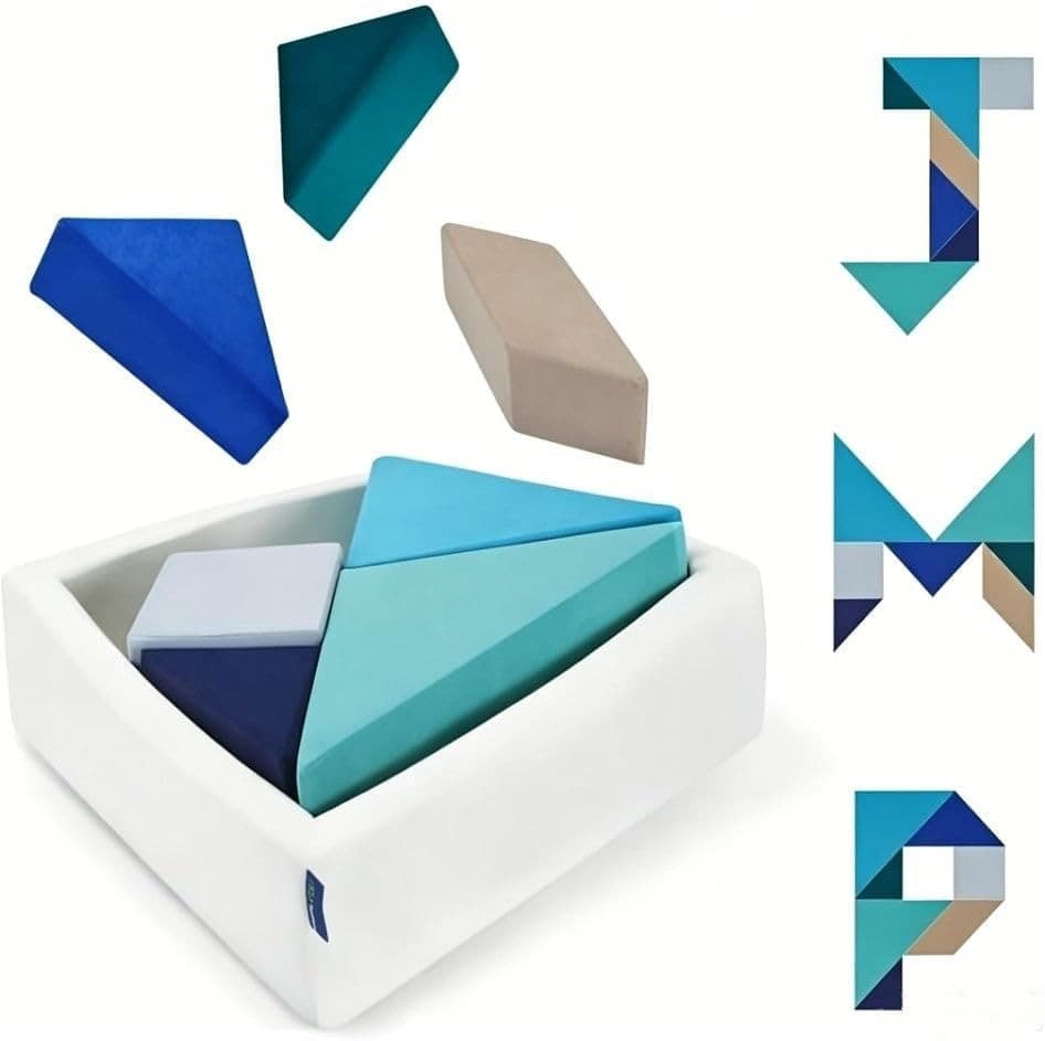 LADIDA Kids Modular Play Sofa Tangram Puzzle Couch Soft Foam Toddler Seat -Ocean