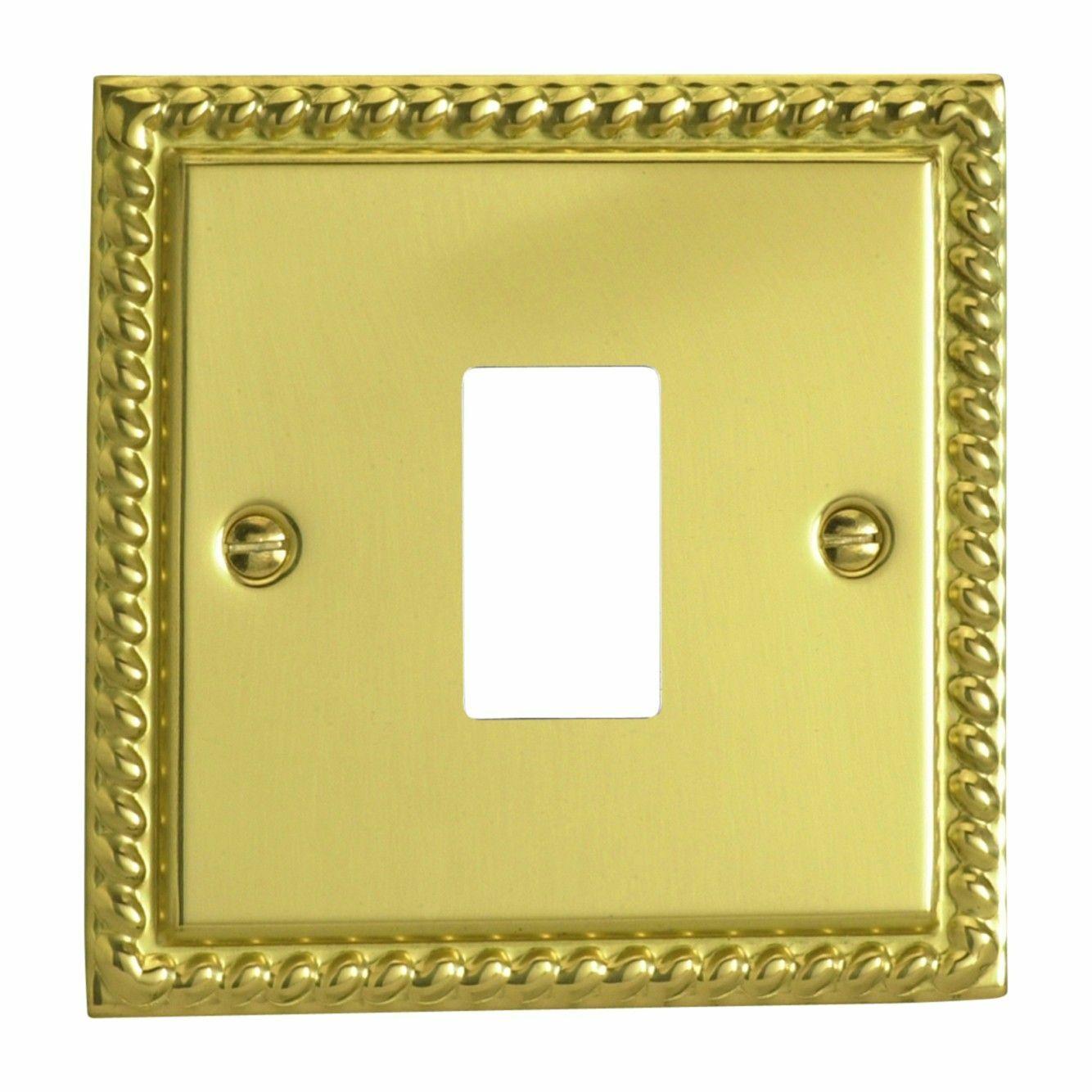 Varilight XGPGY1 Georgian Polished Brass 1 Gang PowerGrid Plate (Single Plate)