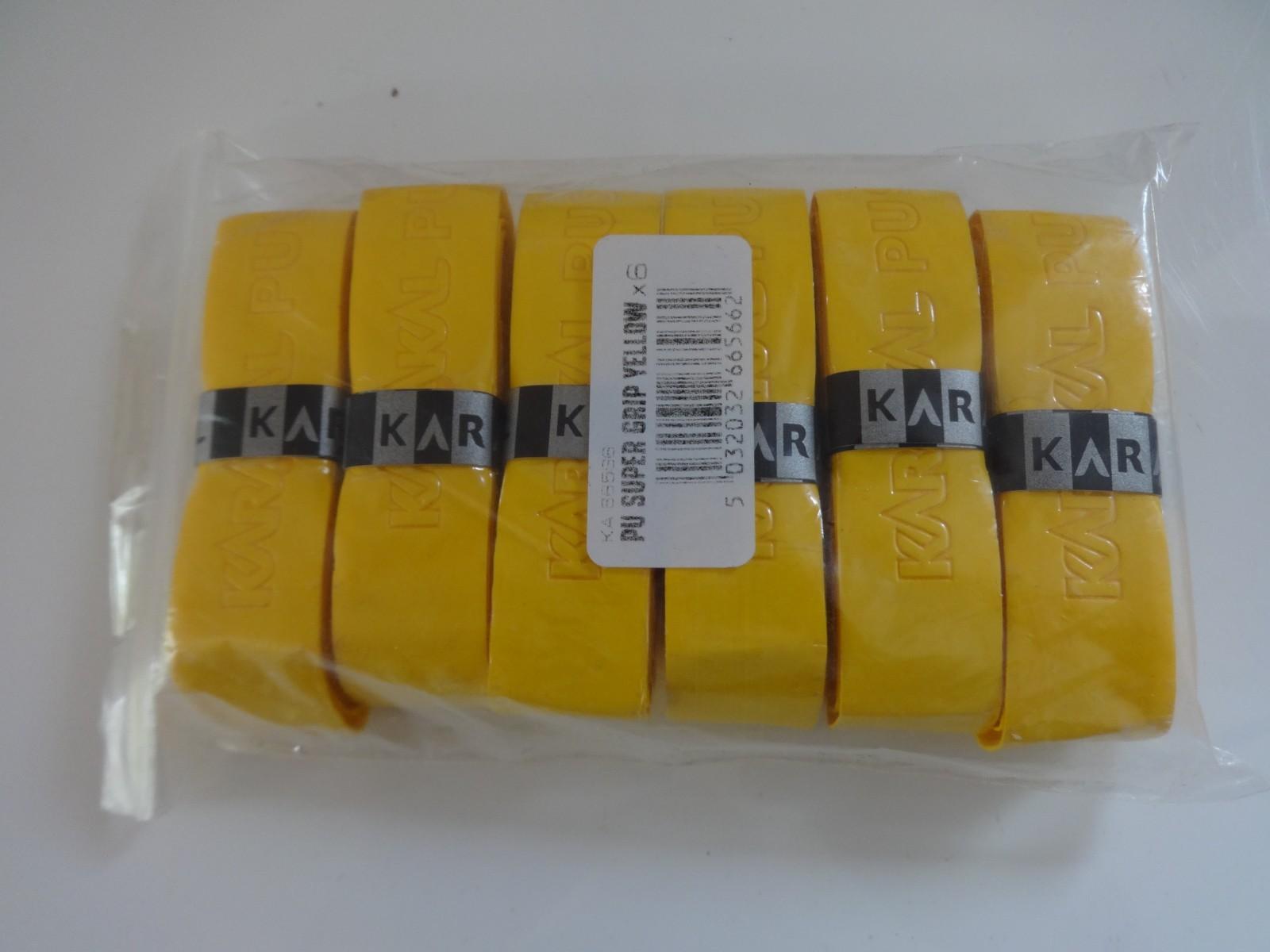 6 x Karakal Super PU Replacement Grips - Yellow - Squash or Badminton