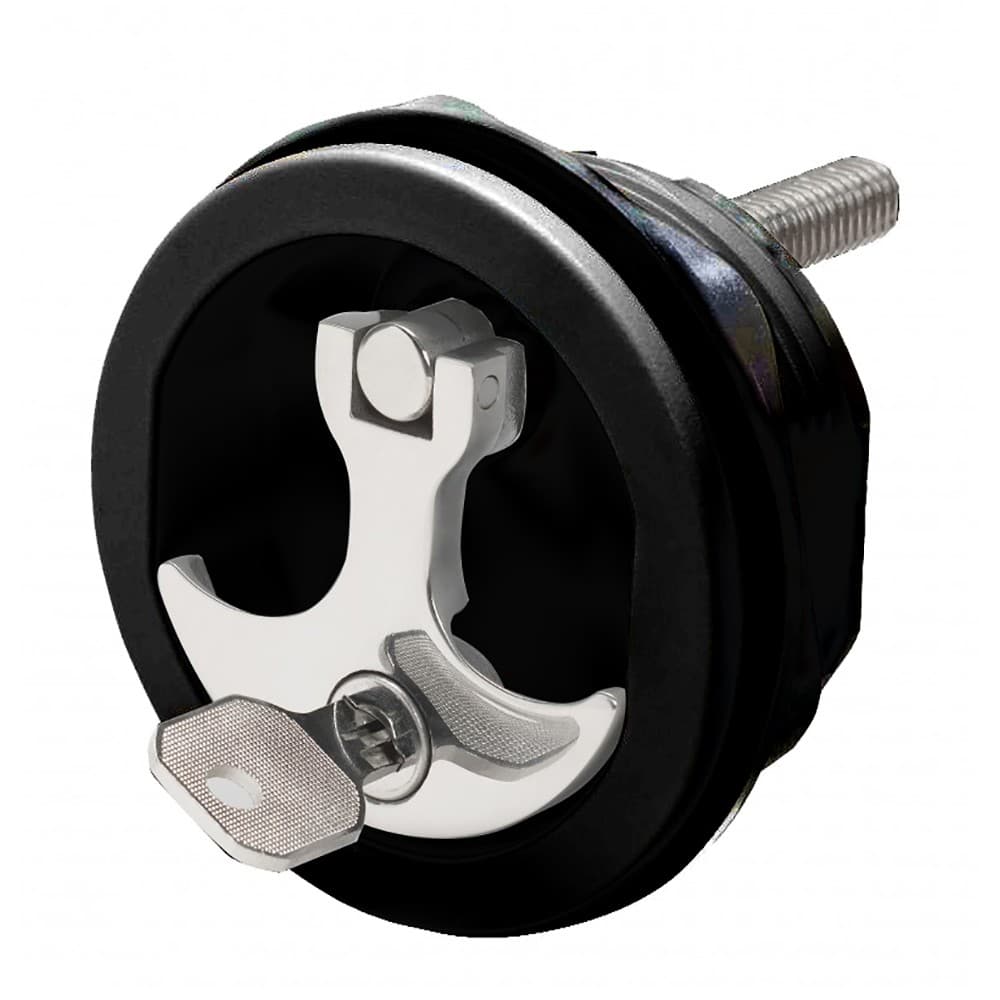 Whitecap Compression Handle CP Zamac/Black Nylon Locking Fresh Water S-1415BC