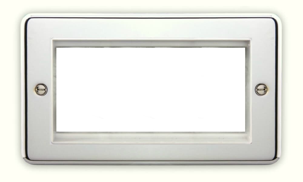 Deta 1971CHW Euromodule Plate 2 Gang 4 Module Polished Chrome / White Insert