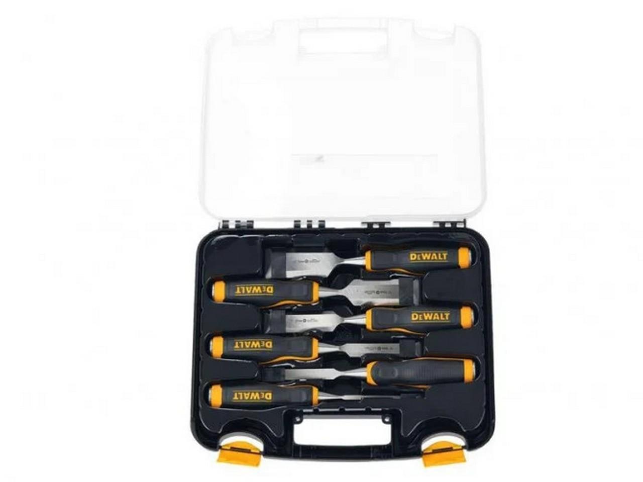 DeWalt 6 Piece Wood Chisel Set 6-38mm Bevel Strike Cap in case new DWHT16852-9